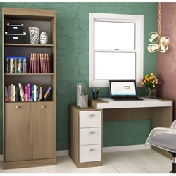 Conjunto Home Office com Escrivaninha e Estante para Livros Móveis Avelã TX/Branco TX é boa?