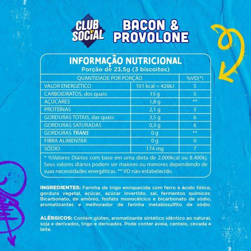 Biscoito Salgado Club Social Bacon & Provolone 141g Em Promoção Na ...