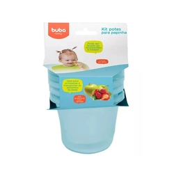Kit 3 Potes 150ml Cada Para Papinha Com Tampa AZUL Buba 6759 Menor preço em Kit 3 Potes 150ml Cada Para Papinha Com Tampa AZUL Buba 6759