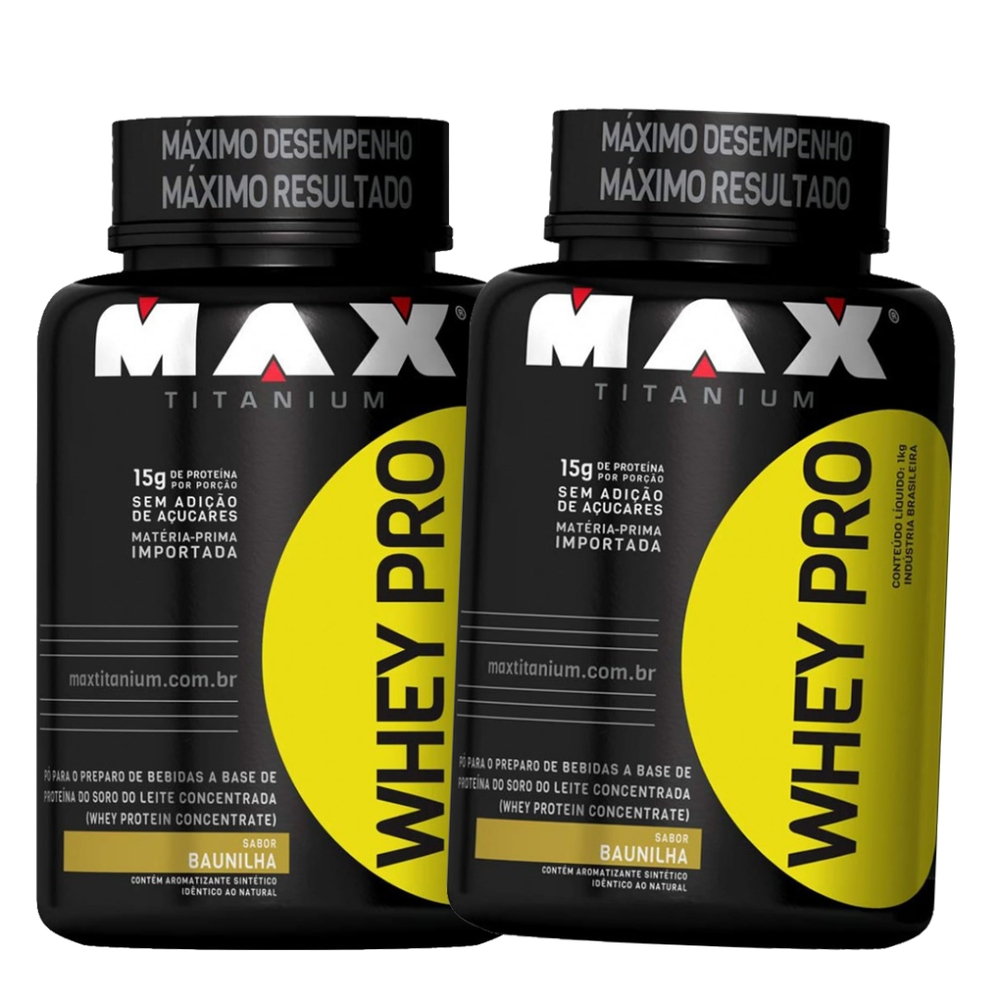 Combo Kit 2x Whey Wey Protein Concentrado 1kg Max Titanium