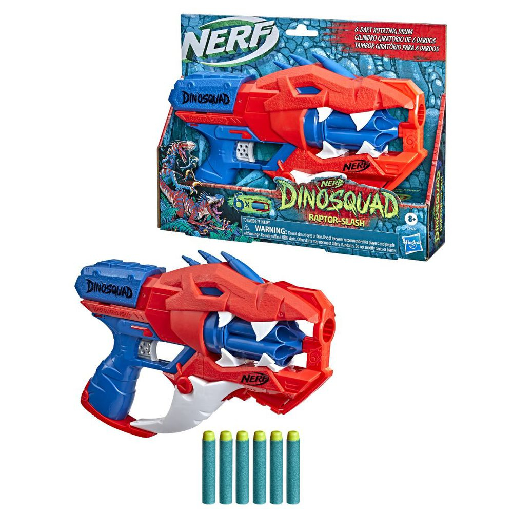 [50% de Cashback] Lança Dardos Nerf Dinosquad Raptor-slash, Tambor Giratório Para 6 Dardos - F2476 - Hasbro