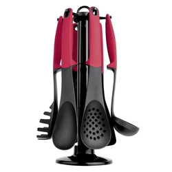 Kit Utensílios Euro Home 7 Peças Nylon Com Cabo Acrílico Vermelho Menor preço em Kit Utensílios Euro Home 7 Peças Nylon Com Cabo Acrílico Vermelho