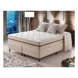 Conjunto Box Queen Size Anjos Classic Com Molas Ensacadas Bege 158x67x198 Menor preço em Conjunto Box Queen Size Anjos Classic Com Molas Ensacadas Bege 158x67x198