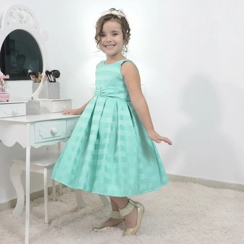 vestido infantil verde tiffany