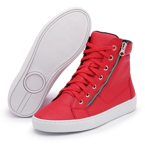 tenis cano alto feminino vermelho