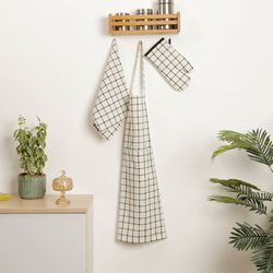Kit Cozinha com 1 Avental 1 Luva e 1 Pano de Prato Grid Branco e Preto - Casa e Conforto é boa?