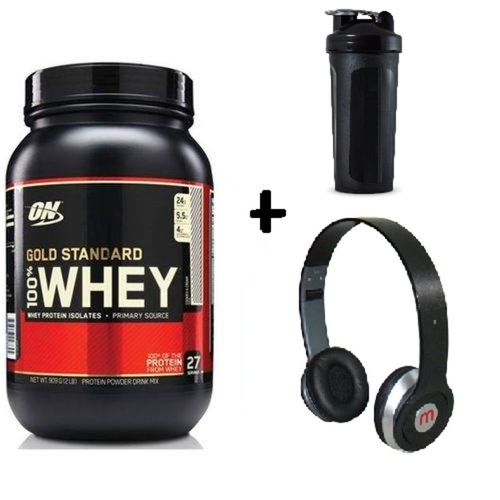 Kit 1x 100% Whey Gold Standard 2 Lbs - Optimum Nutrition + Fone + Coqueteleira Menor preço em Kit 1x 100% Whey Gold Standard 2 Lbs - Optimum Nutrition + Fone + Coqueteleira