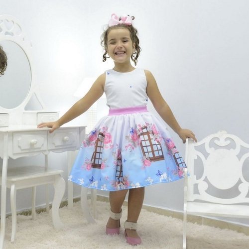 vestido floral infantil festa