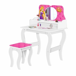 Penteadeira com Banqueta Infantil Princesa Branca/Rosa Menor preço em Penteadeira com Banqueta Infantil Princesa Branca/Rosa