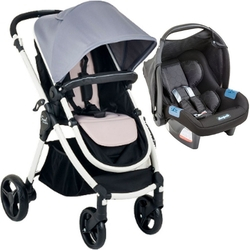 Menor preço em Carrinho Moisés Soul Grey + Bebê Conforto Preto Burigotto + Base