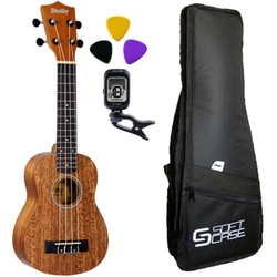 Kit Ukulele Shelby Soprano Su21m + Capa + Afinador + 3 Palhetas Menor preço em Kit Ukulele Shelby Soprano Su21m + Capa + Afinador + 3 Palhetas