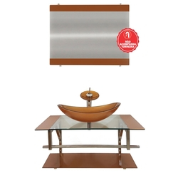Gabinete de Vidro 80cm para Banheiro Cuba Oval - Dinamarca-Dourado Real Menor preço em Gabinete de Vidro 80cm para Banheiro Cuba Oval - Dinamarca-Dourado Real