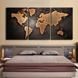 Quadro 75x150cm Mapa Mundi Decorativo - Oppen House Menor preço em Quadro 75x150cm Mapa Mundi Decorativo - Oppen House