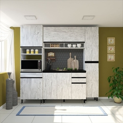 Cozinha Completa Sophie Abu Dhabi Modulada 4 Peças 260 Cm 7 Portas 3 Gavetas Com Tampo Roble Griz Menor preço em Cozinha Completa Sophie Abu Dhabi Modulada 4 Peças 260 Cm 7 Portas 3 Gavetas Com Tampo Roble Griz
