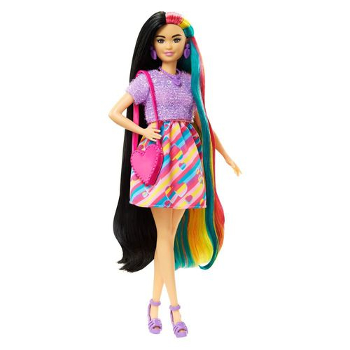 Boneca Barbie Totally Hair - Vestido Listrado - Morena - HCM90