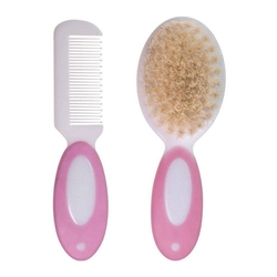Menor preço em Conjunto - Pente E Escova Com Cerdas Naturais - Rosa - Girotondo