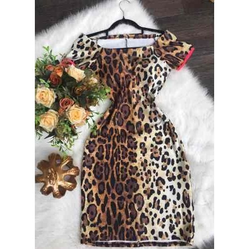 vestido animal print com neon