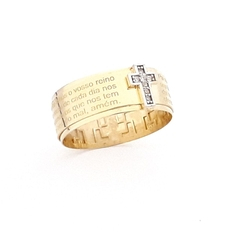 Anel Pai Nosso Em Ouro 18k Menor preço em Anel Pai Nosso Em Ouro 18k