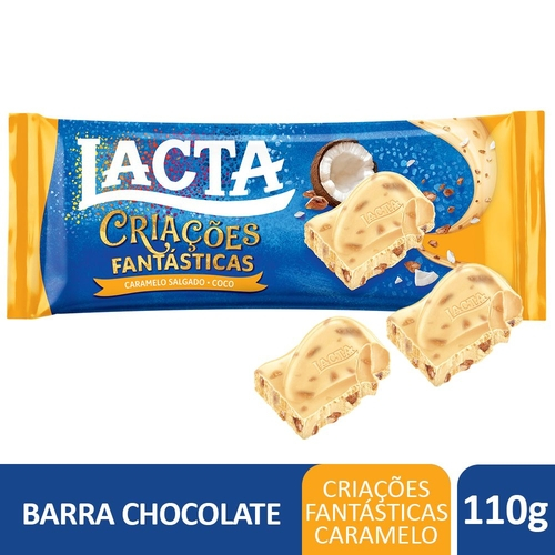 Barra de Chocolate Criações Fantásticas Chocolate Branco/Caramelo/Coco Lacta 100g