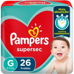 Pampers Supersec Fralda G 26 Unidades Menor preço em Pampers Supersec Fralda G 26 Unidades