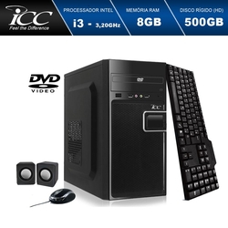 Computador Desktop ICC IV2381C Intel Core I3 3.20 ghz 8GB HD500GB DVDRW, teclado, mouse, cx de som HDMI FULLHD Menor preço em Computador Desktop ICC IV2381C Intel Core I3 3.20 ghz 8GB HD500GB DVDRW, teclado, mouse, cx de som HDMI FULLHD