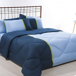 Coordenado Edredom + Jogo De Cama Queen Aconchego Premium 06 Peças - Azul/ Marinho Menor preço em Coordenado Edredom + Jogo De Cama Queen Aconchego Premium 06 Peças - Azul/ Marinho