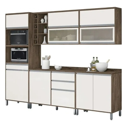 Menor preço em Armário de Cozinha Completo Turquesa com Porta de Vidro Castanho com Off White - Vitamov