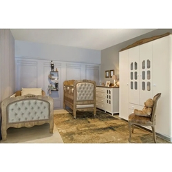 Quarto de Bebê Provençal Madeira Teka com Branco - Matic Móveis Menor preço em Quarto de Bebê Provençal Madeira Teka com Branco - Matic Móveis