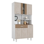 Armário de Cozinha Atenas Plus 06 Portas Branco com Elmo e Montana - Madine Armário de Cozinha Atenas Plus 06 Portas Branco com Elmo e Montana - Madine