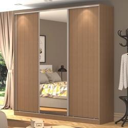 Guarda-roupa Casal 3 Portas Correr 1 Espelho 100% Mdf Rc3003 Ocre - Nova Mobile Menor preço em Guarda-roupa Casal 3 Portas Correr 1 Espelho 100% Mdf Rc3003 Ocre - Nova Mobile