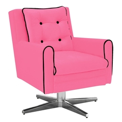 Menor preço em Poltrona Decorativa Madri Suede Rosa Barbie com Base Estrela em Alumínio - D'Rossi