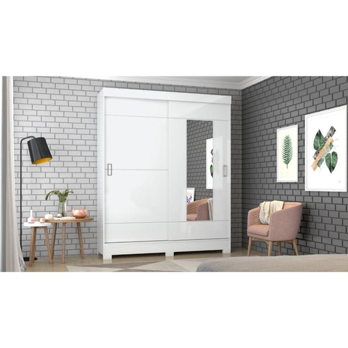 Guarda-roupa B66 02 Portas Deslizantes 02 Gavetas Briz - Branco/Branco/Rosa-Chá Menor preço em Guarda-roupa B66 02 Portas Deslizantes 02 Gavetas Briz - Branco/Branco/Rosa-Chá