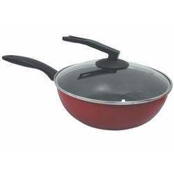Wok C/Cabo e Tampa Vidro Joy Vermelha 0.145 Dona Chefa Menor preço em Wok C/Cabo e Tampa Vidro Joy Vermelha 0.145 Dona Chefa