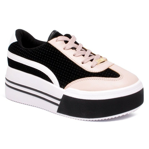 tenis flatform preto e branco