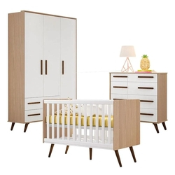 Quarto De Bebê Retrô Branco Brilho E Carvalho - Qmovi é boa?