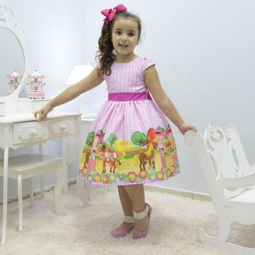 vestido tema fazendinha rosa