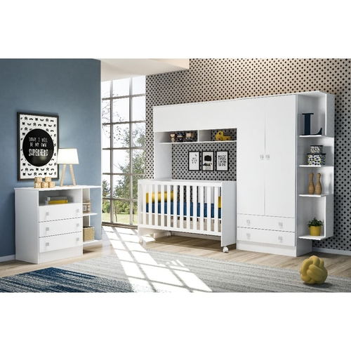 Módulo infantil com guarda roupa 2 portas e 2 gavetas e berço mini cama americano doce sonho Clearance