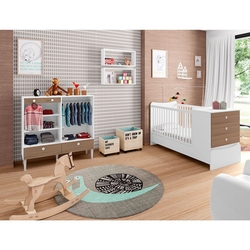 Quarto Infantil Completo Berço Cômoda/guarda Roupa 2 Nichos Grandes Fofinho Montana - Art In Móveis Menor preço em Quarto Infantil Completo Berço Cômoda/guarda Roupa 2 Nichos Grandes Fofinho Montana - Art In Móveis