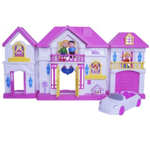 Kit Casinha de Boneca Plástico Infantil Barata 15 Peças com Luz e