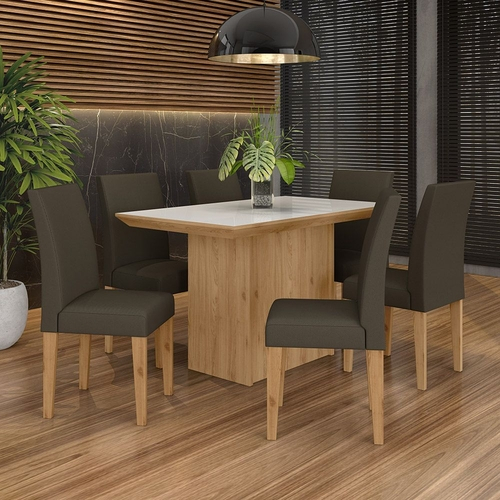 Conjunto Sala De Jantar 6 Cadeiras Cinamomo Beatriz - Móveis Arapongas Conjunto Sala De Jantar 6 Cadeiras Cinamomo Beatriz - Móveis Arapongas