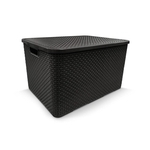 Caixa Organizadora Rattan Preta Com Tampa 7 L Arqplast