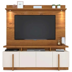 Menor preço em Estante Home DJ Móveis Bari com LED para TV 65 Pol Rustico Terrara Off White