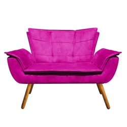 Sofá Retrô Namoradeira Opala Suede Pink - D'Rossi Menor preço em Sofá Retrô Namoradeira Opala Suede Pink - D'Rossi