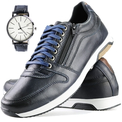Sapatenis Neway Florense Casual Easywear Azul Masculino + Relógio Menor preço em Sapatenis Neway Florense Casual Easywear Azul Masculino + Relógio