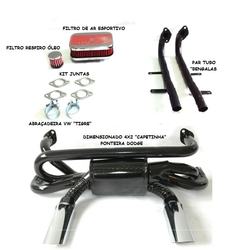 Kit Escapamento Esportivo 4x2 Fusca Ponteira Dodge Potencia Menor preço em Kit Escapamento Esportivo 4x2 Fusca Ponteira Dodge Potencia
