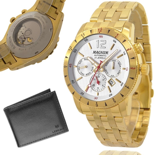 Relógio Magnum Automático Masculino Dourado Ouro 2 anos de garantia  MA33979H