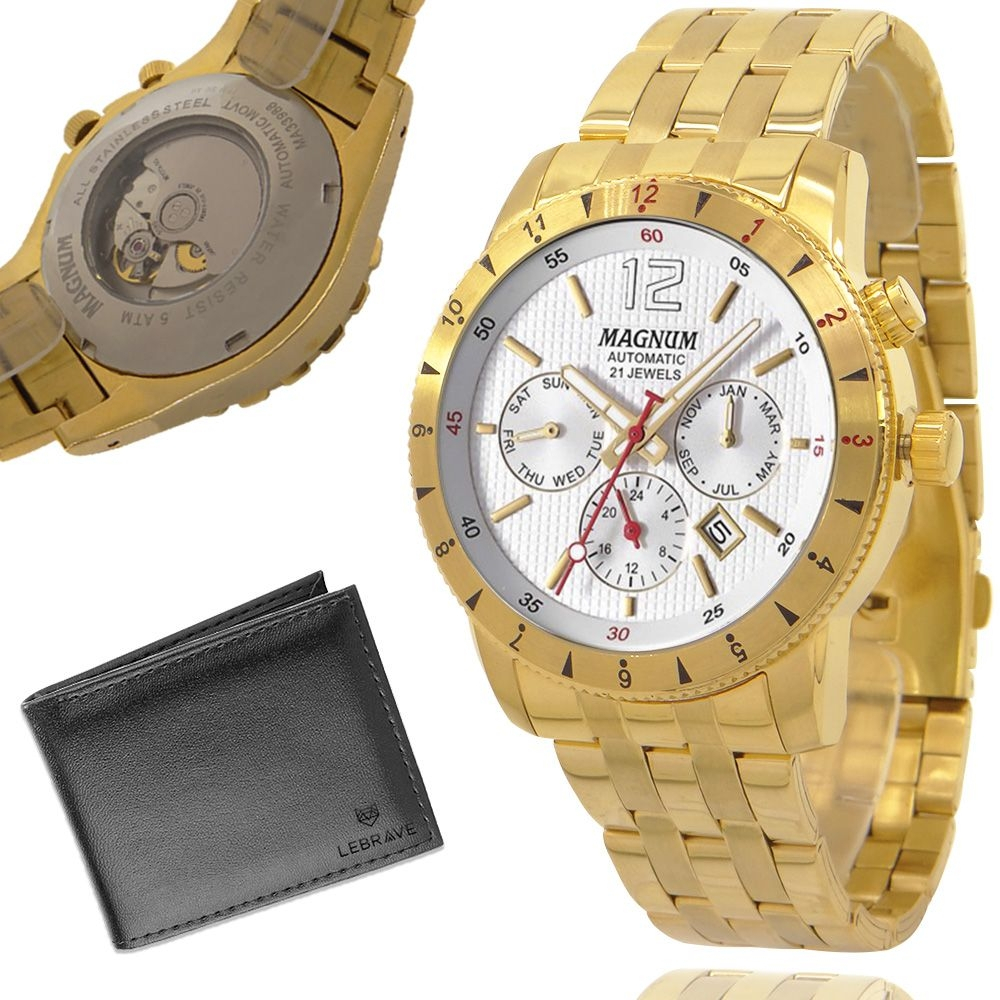 Relógio Masculino Magnum Automático MA35075A - Dourado - Luxgolden