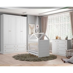 Quarto de Bebê Completo Com Berço Montessoriano, Cômoda E Guarda-roupa Americano Henn - Branco HP Fosco Menor preço em Quarto de Bebê Completo Com Berço Montessoriano, Cômoda E Guarda-roupa Americano Henn - Branco HP Fosco