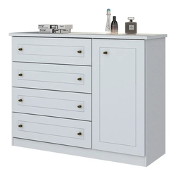 Cômoda 4 Gavetas 1 Porta Americano Henn - Branco Hp Fosco Menor preço em Cômoda 4 Gavetas 1 Porta Americano Henn - Branco Hp Fosco