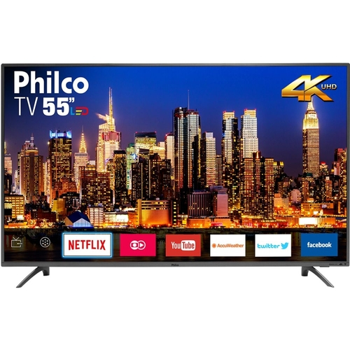 Smart TV LED 55´´ Philco PTV55F61SNT Ultra HD 4K Conversor Digital Integrado 3 HDMI 2 USB Wi-Fi com Netflix - Titanium